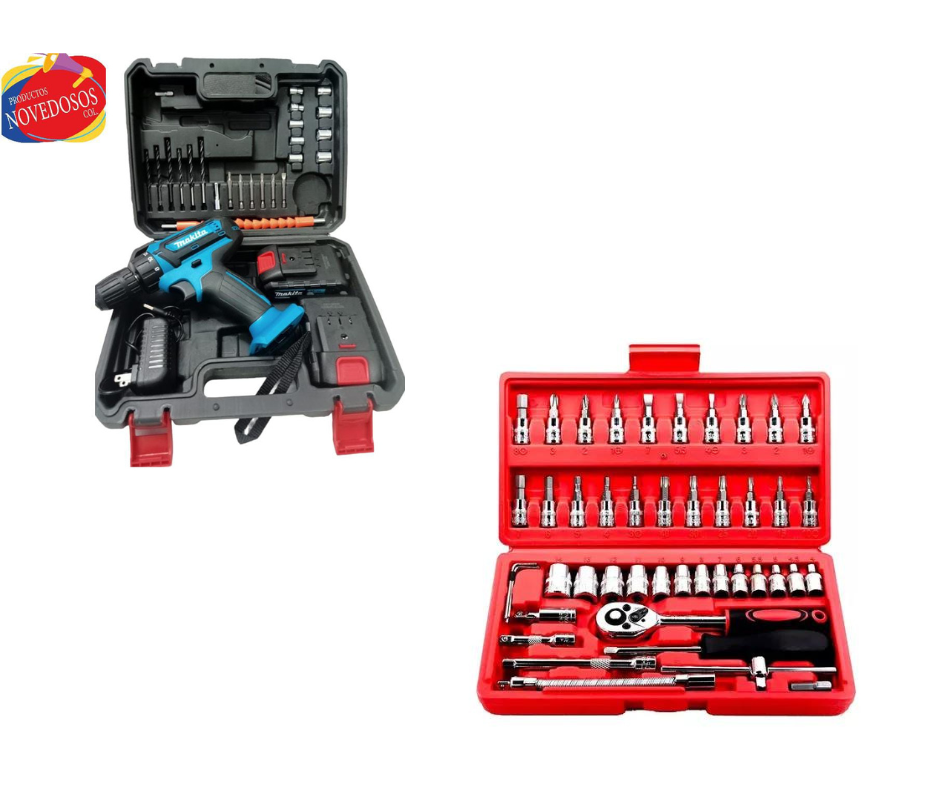 Kit Taladro Makita 24V + Kit de Herramientas 46 Piezas