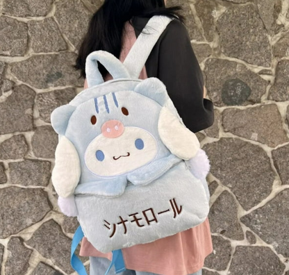 Plush Backpack with Cartoon Characters