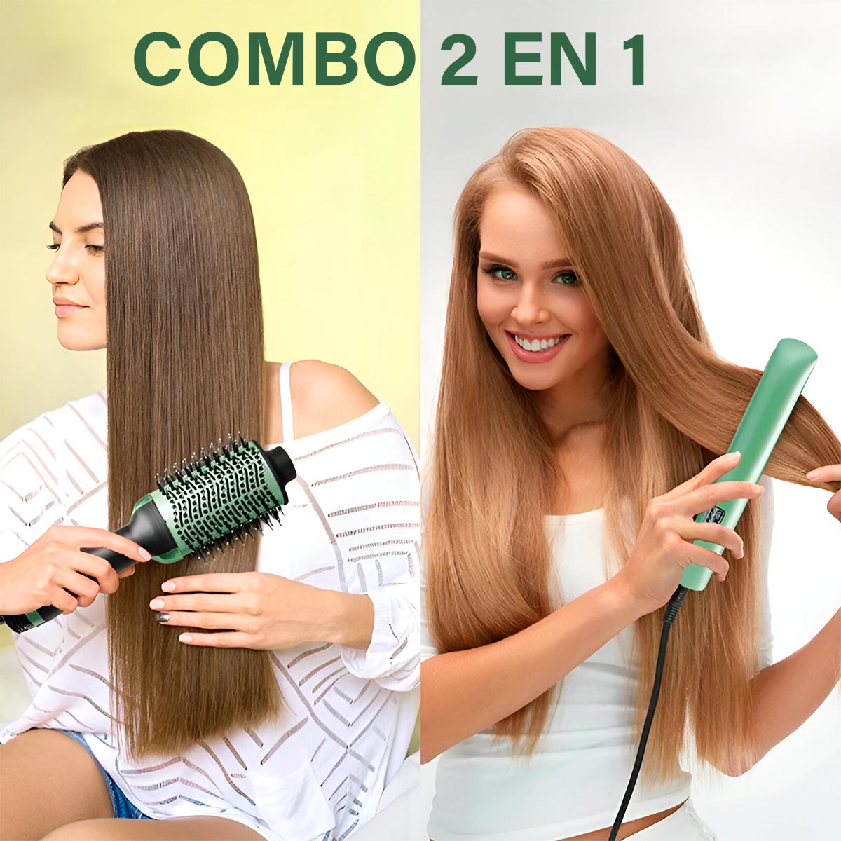 Combo Pro: Plancha y Cepillo para Cabello