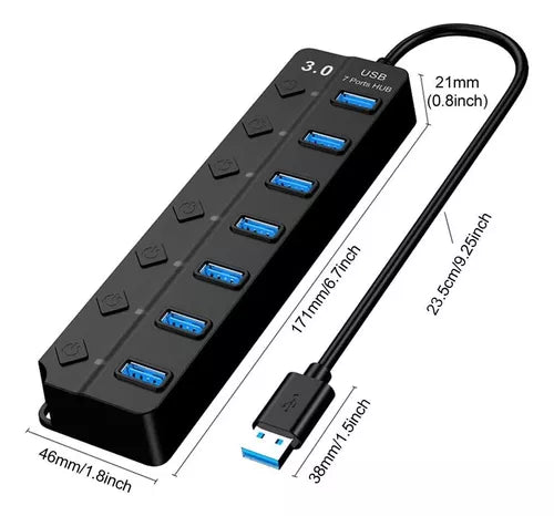 Conector USB 7 Puertos de Alta Velocidad