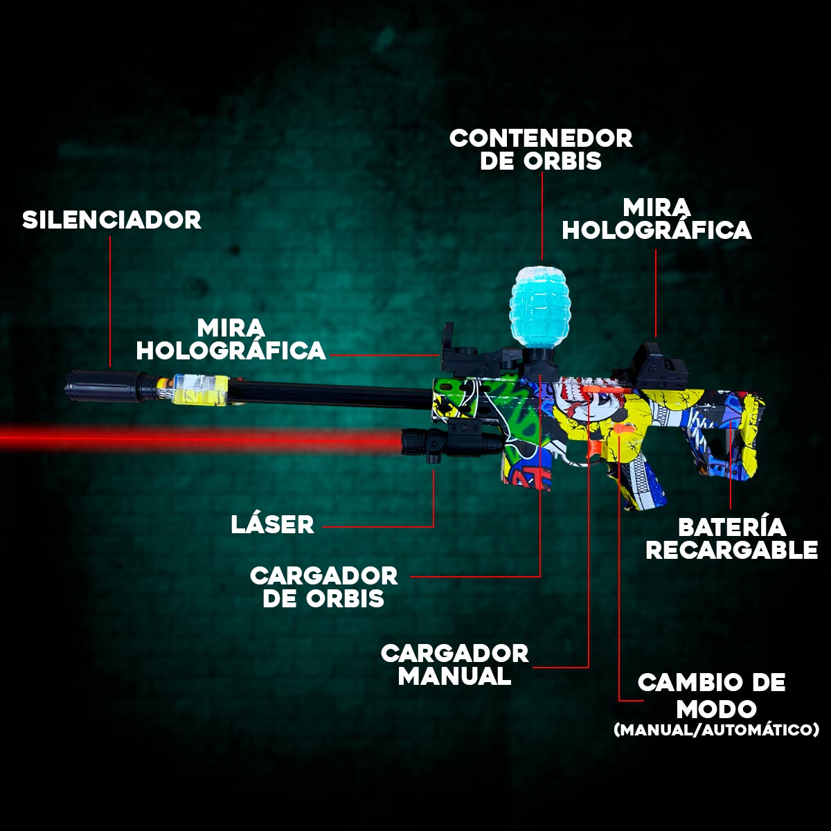 Pistola Sniper de Hidrogel con Accesorios OF-1806