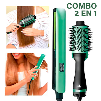 Combo Pro: Plancha y Cepillo para Cabello