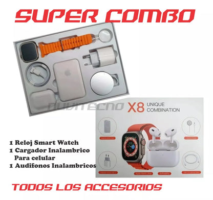 Combo Reloj X8 Ultra + Audífonos In Ear + Power Bank