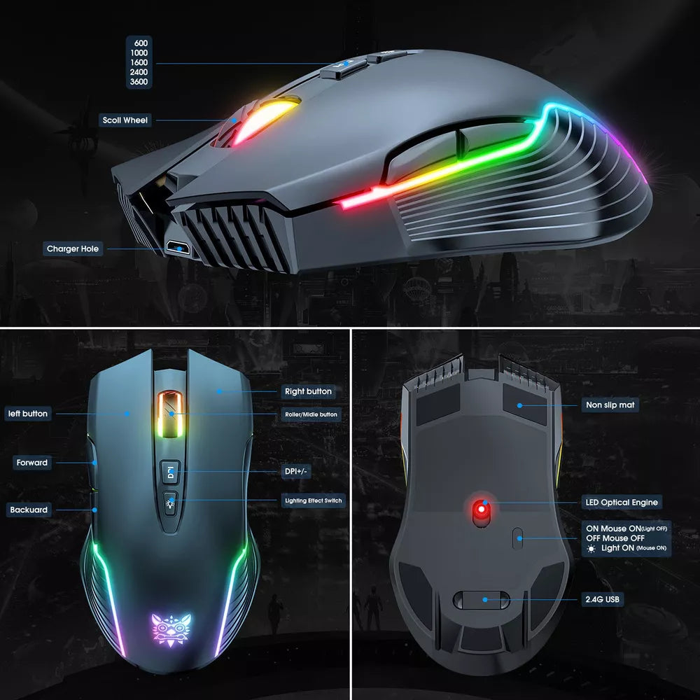 Mouse Gamer Onikuma Inalámbrico CW905 RB