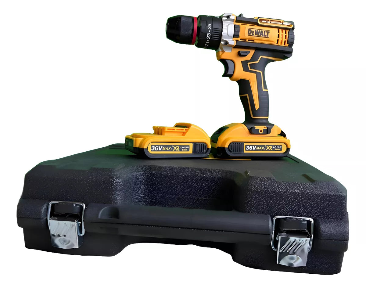 Taladro inalámbrico 36V percutor Dewalt + Herramientas