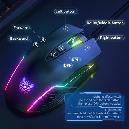 Mouse Gamer Onikuma CW905 color Negro