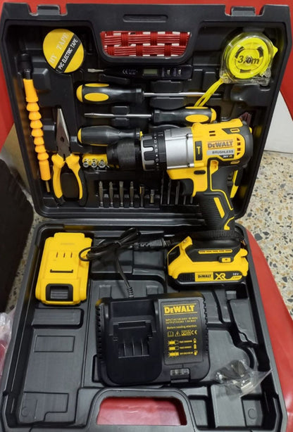 Taladro inalámbrico 36V percutor Dewalt + Herramientas